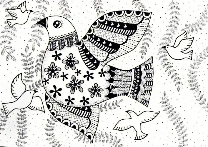 黑白线描  #线描  #少儿美术  #线描装饰画 #简单线描 #儿童线描