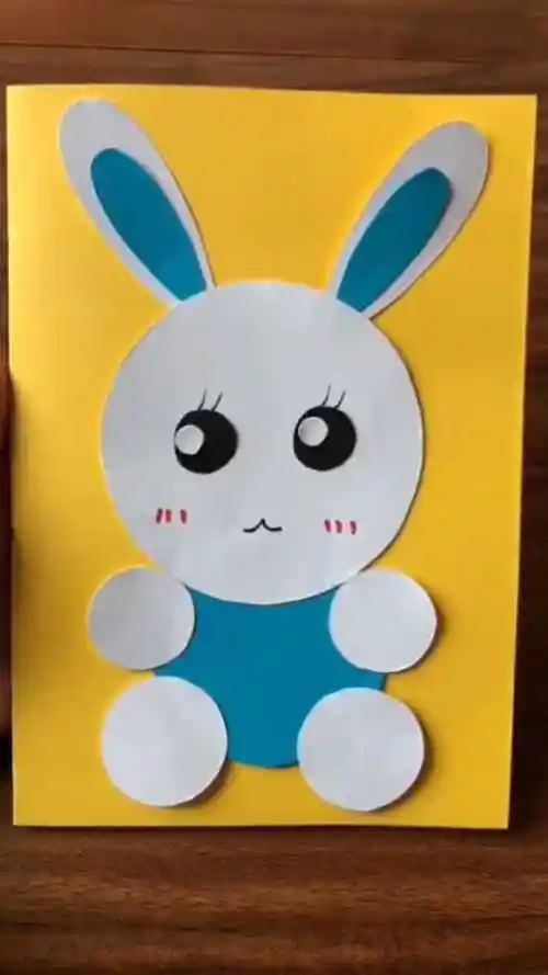 可爱的小白兔手工贴画数数有几个圆吧