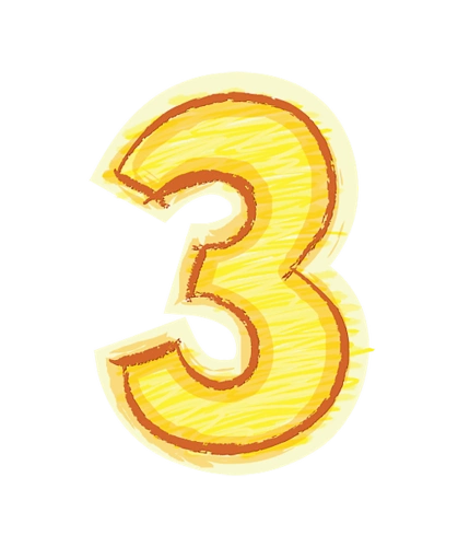 橙色手绘字母数字3图片