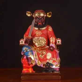 钟馗摆件 风生水起摆件彩绘五鬼运财钟馗神像天师钟馗佛像天官著款