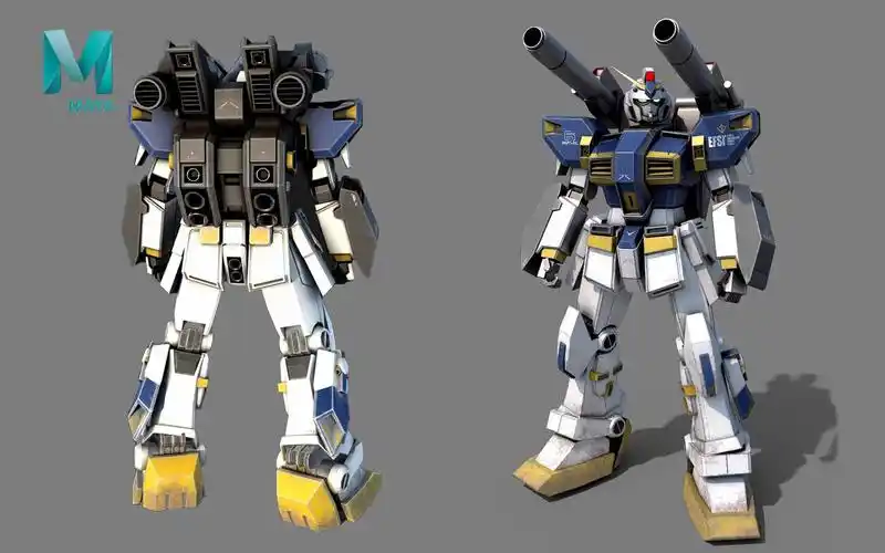 【maya机甲建模】次世代"机动战士高达"模型制作,3d硬表面模型布线