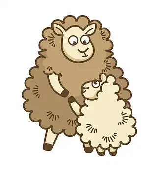 有厚 i>毛 /i>的家畜彼此相爱,因为家庭孤立的卡通平面矢量图在白色