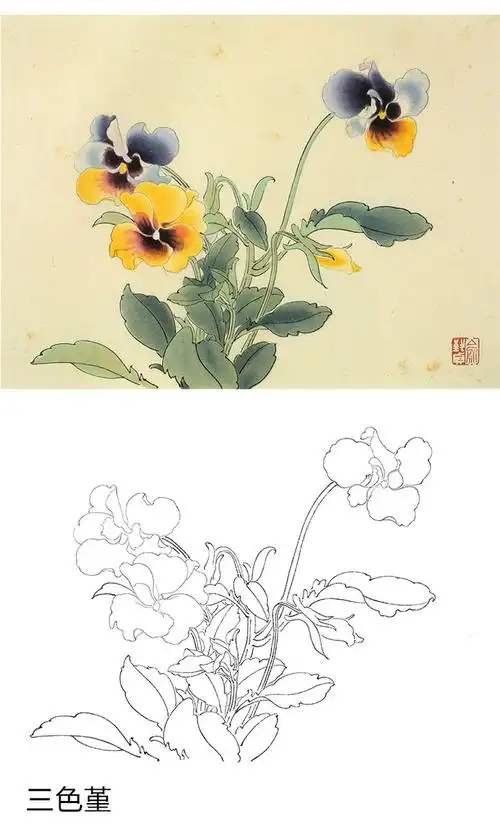 俞致贞工笔花鸟白描底稿花卉小品一套20幅册页jv65