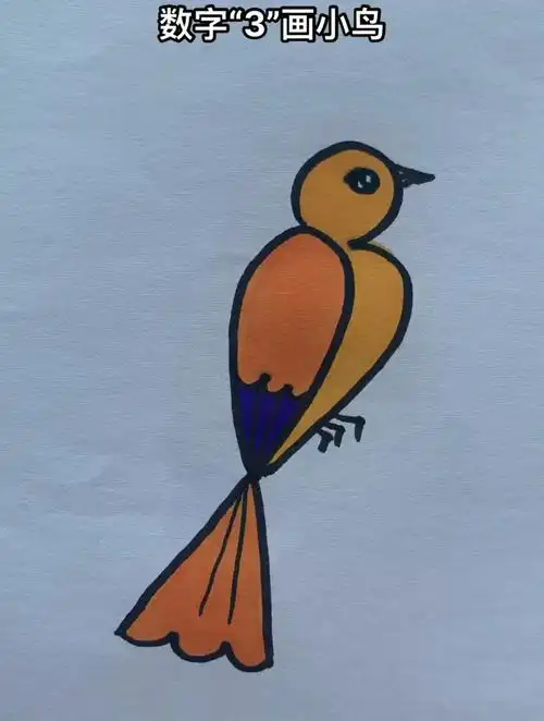 数字"3"画小鸟,有创意也很有意思,这样画一学就会