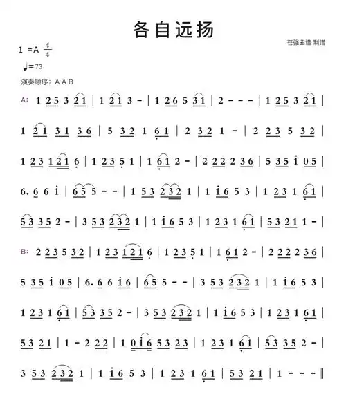各自远扬简谱第1页