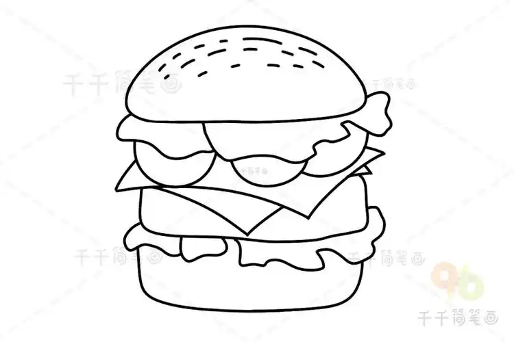 5组汉堡包涂色画模板适合610岁小朋友
