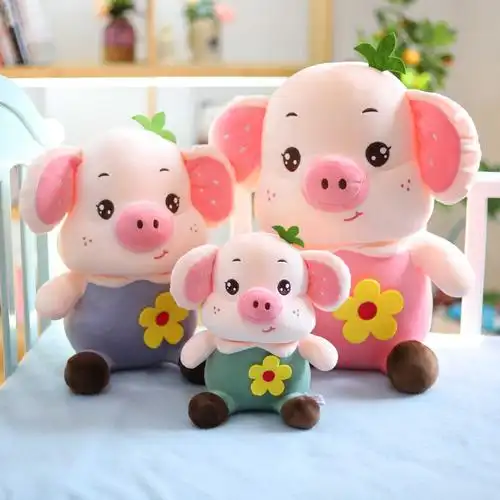 新款可爱粉色小猪公仔创意毛绒玩具超柔草莓猪玩偶布娃娃安抚玩偶