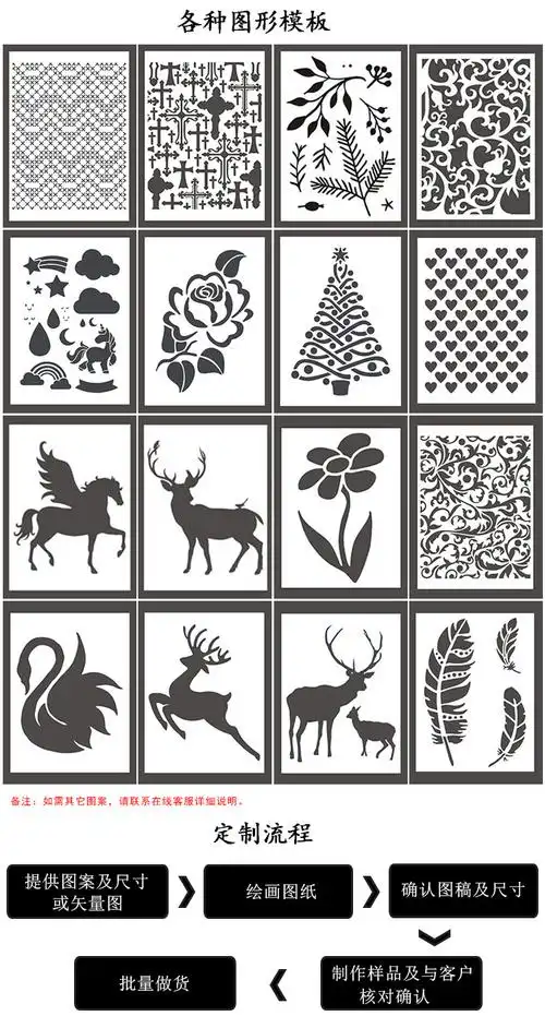 儿童画画镂空模板 diy手账动物图案模板 手抄报绘画模板