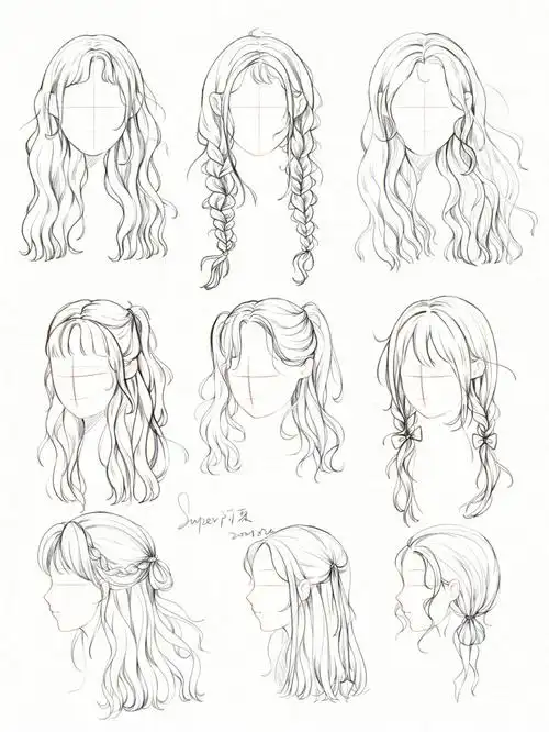 插画教程常见的几种长发发型绘制