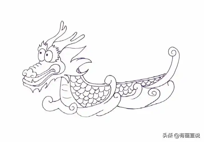 龙头简笔画(龙舟怎么做手工简单)-1