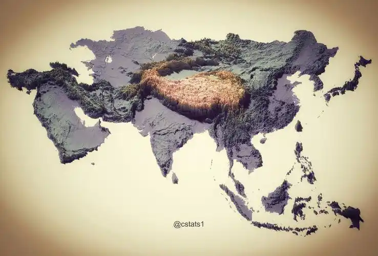 地图图画 的想法: 亚洲(部分区域)3d立体地形图 - 知乎