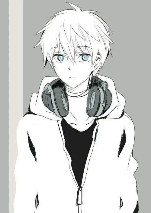 听音乐 黑白 懵逼 描画 酷酷哒 高中生 帅气男头像 二次元动漫 虫子