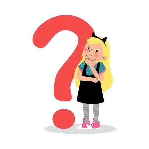 小女孩有疑惑和疑问,平面卡通矢量插画孤立.插画下载