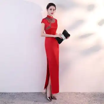 礼仪小姐服装礼仪接待旗袍迎宾服颁奖礼服高端走秀演出中国风红色