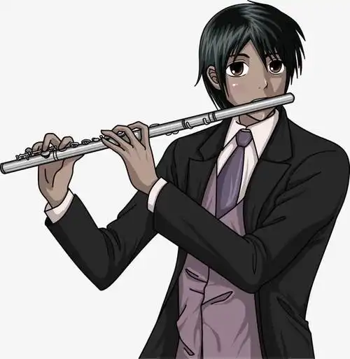 矢量手绘吹笛子的男孩