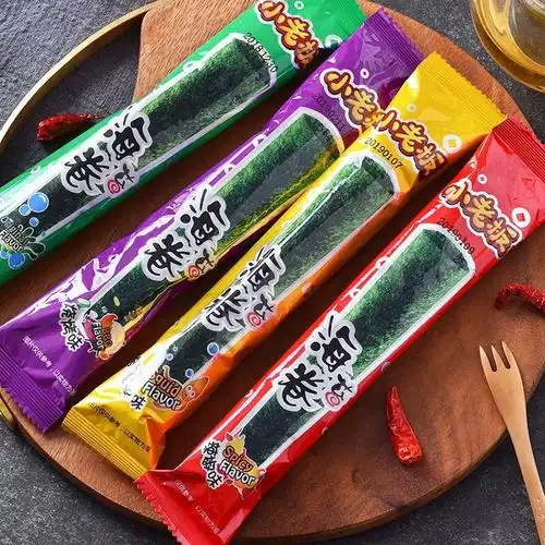 小老板烤海苔卷27g(9支)/108g盒装多口味脆紫菜海苔海味即食零食