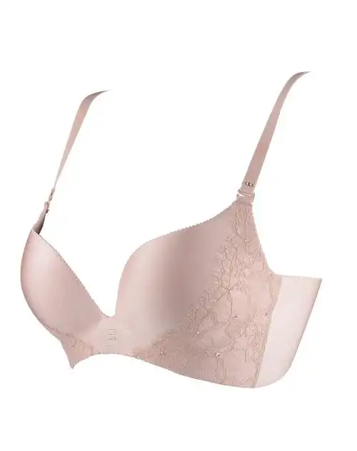【一片式】安莉芳无痕光面蕾丝厚杯聚拢女士内衣文胸eb1910