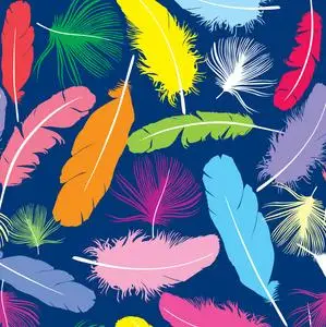 无缝模式与多色羽毛无缝模式与明星,星座现代剪纸艺术设计模板与卡通