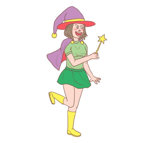 万圣节万圣节开心小巫女卡通手绘