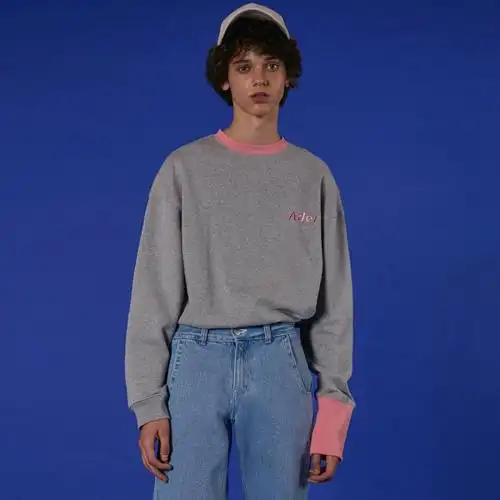 韩国潮牌oversize宽松圆领刺绣字母ader卫衣男 情侣装