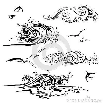 大海里的波浪简笔画