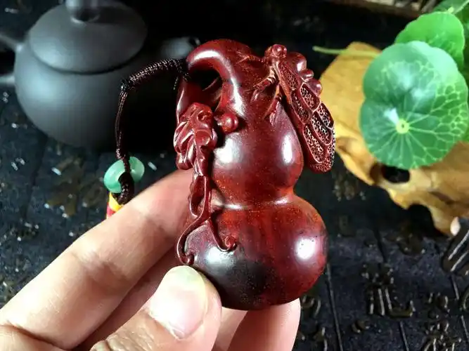 保真印度小叶紫檀福禄葫芦手把件纯手工木雕工艺品精工打造收藏级