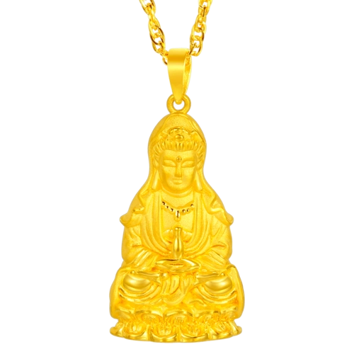 一折金项链男黄金999足金 999纯金_黄金观音吊坠男士999足金纯金3d硬