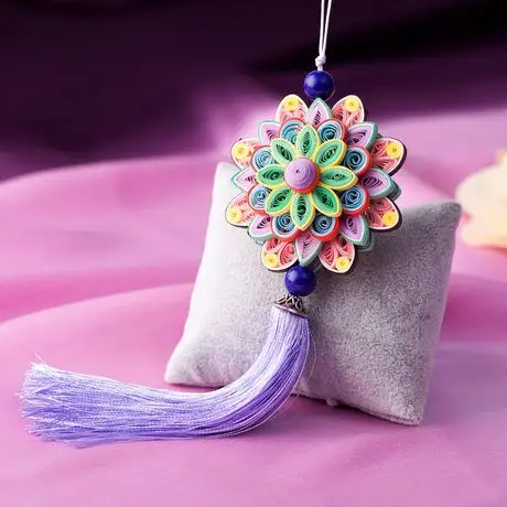 原创衍纸创意手工中国结流苏汽车挂件饰品中国风特色小礼品送老外