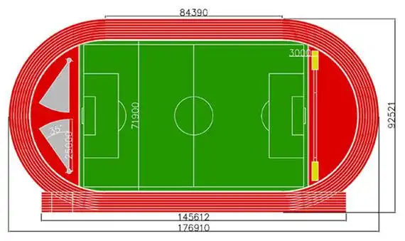 400米标准跑道场地尺寸图(单位:mm)