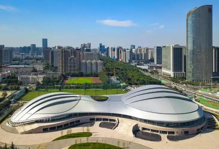 鸟瞰陕西省体育馆.记者 王健 摄