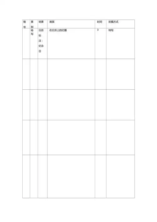 分镜头剧本表格