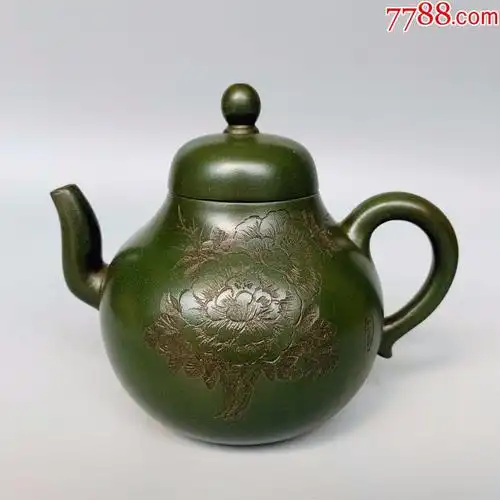 民间艺人制牡丹绿泥壶