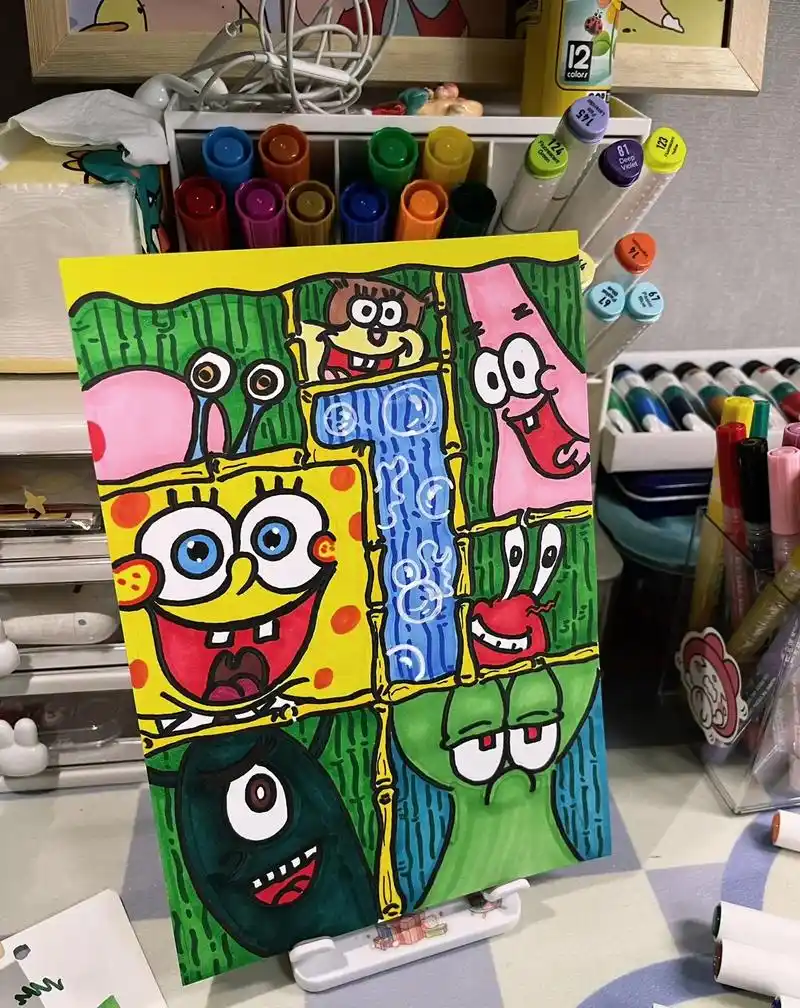第9幅海绵宝宝全家福临摹