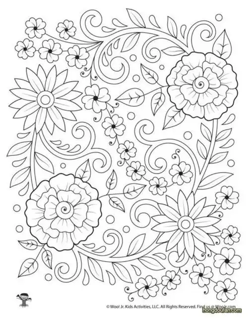 迟日江山丽春风花草香春天的花朵涂色填色大全