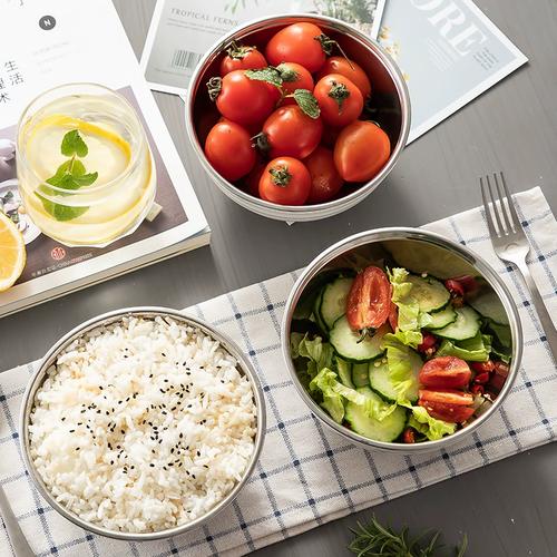 家典美韩式304不锈钢碗双层加厚隔热汤碗饭碗350ml耐摔kl271