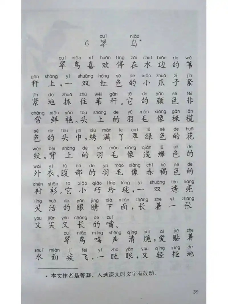 90年代小学语文第五册课文《翠鸟》 90年代小学语文第五册课文《翠鸟