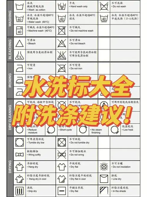 看不懂水洗标71水洗标大全常见面料洗涤建议