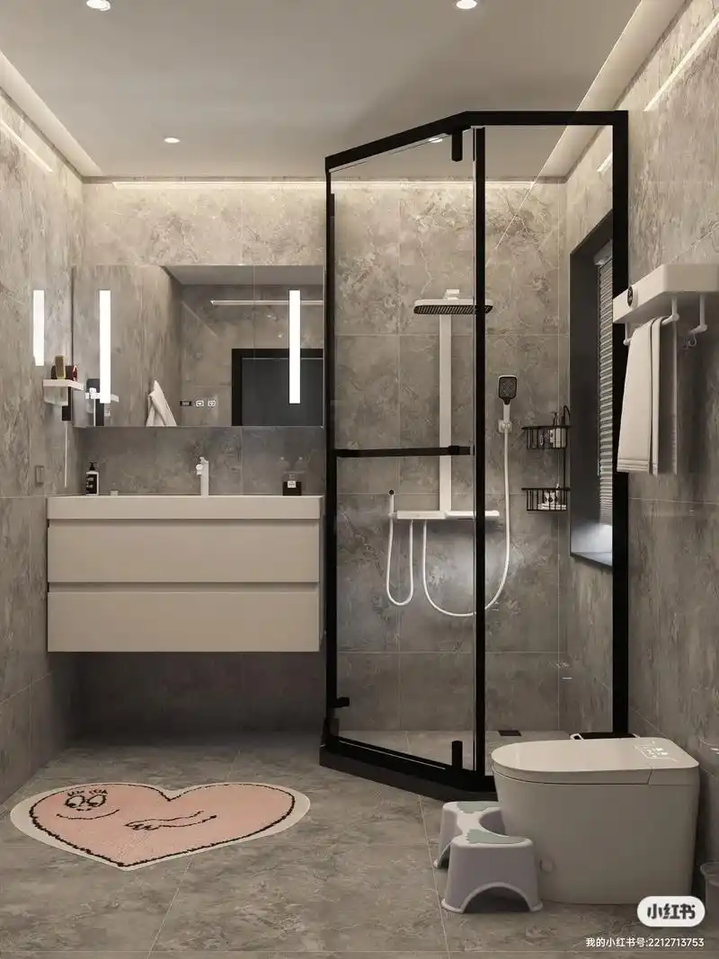 普通人的卫生间装修,干湿分离布局.淋浴房款式是钻石型,好像更 - 抖音