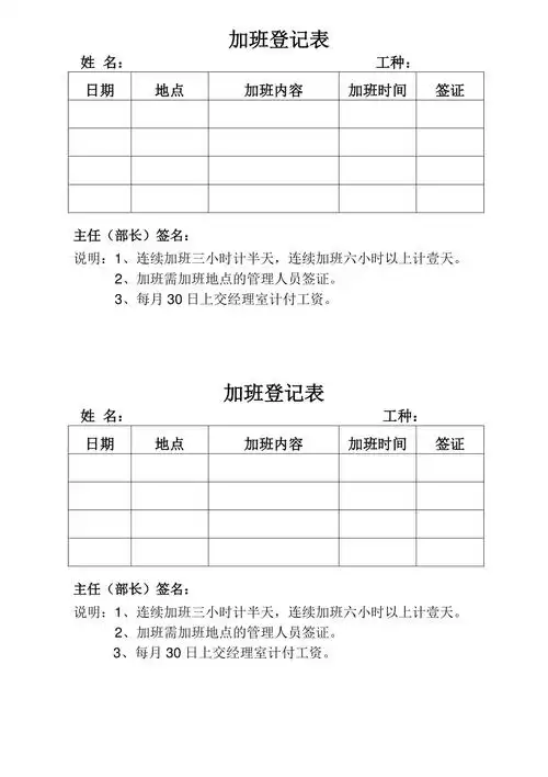 物业管理公司加班登记表(1页).doc