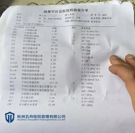 陈先生服药前血常规报告