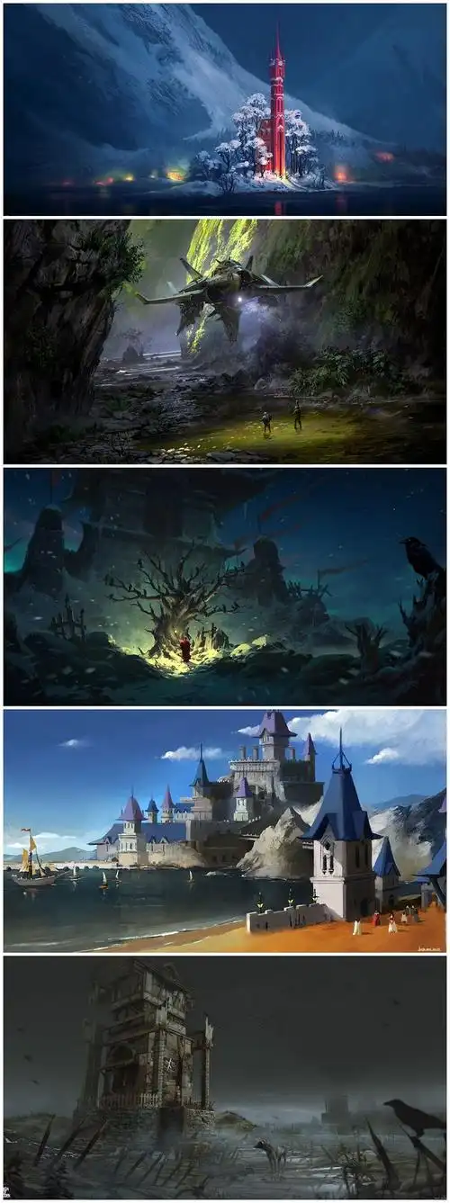 集 3d参考 游戏美术资源 3d场景模型参考 色彩构图参考