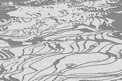 梯田简笔画水彩