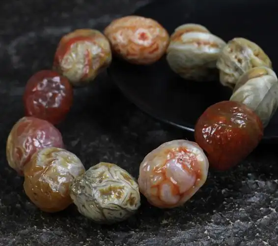 藏款 孤品 无瑕疵老料血脉手串 阿拉善玛瑙 戈壁玛瑙 戈壁石 原石