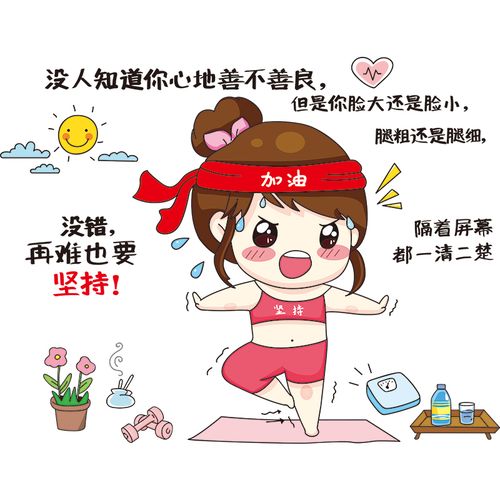 饰贴画健身自律励志海报减肥墙贴纸宿舍女卧室房间墙纸自粘墙面装