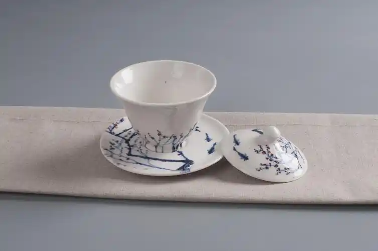 陶艺 青花茶杯 盖碗