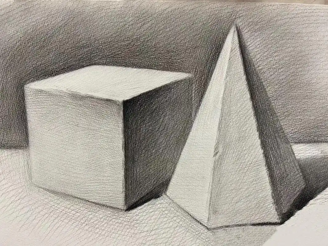 石膏几何体组合(两个)#素描几何体 #一 - 抖音