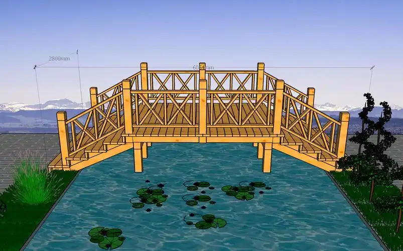 防腐木木桥效果图_兰州正山木结构工程有限公司