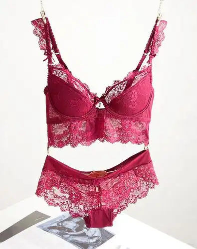 高档内衣文胸套装维多利亚的秘密同款性感女士薄情趣蕾丝胸罩大码