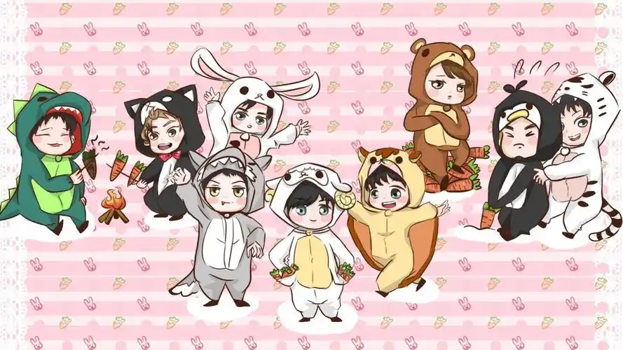 约稿 1听说你喜欢exo,想要一张首尔q版动物睡衣的高清壁纸,😏🖕