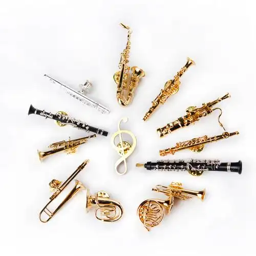 圆号模型萨克斯巴松小号长号大号爵士鼓长笛胸针胸针